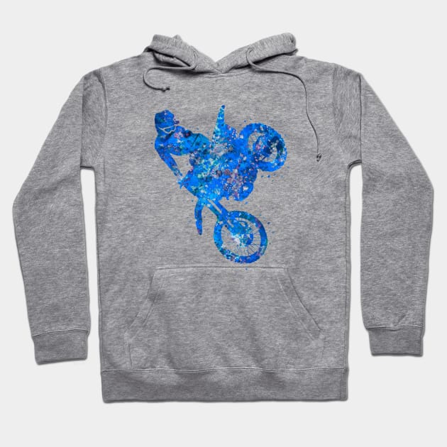 Motocross extreme blue art Hoodie by Yahya Art